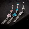 2015 nouvelle mode Sexy Wome Turquois corps Piercing charmant bijoux diamant fleur ongles nombril anneau danse du ventre bijoux ventre anneau nombril ongles