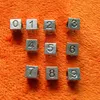 cubic alloy Metal Loose 1-9 Letters & Numbers Cube square Heart Black Enamel Big Hole Beads Fit Snake skeleton bracelet /Necklace Jewelry