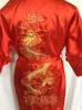 2017 Men's Satin Chinese Style Bridegroom Robes Bathrobe Embroidery Dragon Nightgown Sleepwear Dressing Gown For Male