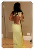 Bästa prom klänning med ärm bra kvalitet gul färg chiffong golv längd lång kväll fest klänning