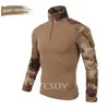 Hurtownie Outdoor Camouflage Długim Rękaw Frog Garnitur Mężczyźni Sport Topy Tactical Tool Cargo T Shirt Army Wojskowy Combat Tee 7 Kolor