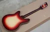 Custom Shop Dark Cherry Sunburst 360 6 Strings Semi Hollow Body Electric Guitar Triangle Mother Of Pearloid Inlay, Dual Input Jacks