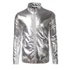 Wholesale- Nightclub Trend Metallic Gold Shiny Jacket Men Veste Homme Fashion  Front-Zip Lightweight Baseball Bomber Jacket B2326