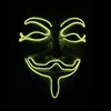 LED Halloween Masks V Word Hatred Mask EL Wire Glowing Mask Masquerade Full Face Masks Halloween Costumes Party Gift WX9-58