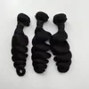 Silkbasförslutning med 3 buntar peruanska indiska malaysiska brasilianska hårbuntar Obehandlade Remy Loose Wave Virgin Hair Extensions