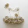 Nouvelle bébé rose bébé grenouillère en dentelle de tutu robe nouveau-né les fleurs de combinaison de mode d'été de mode