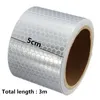 5cm * 300cm Reflekterande tejp Klistermärken Bilstyling för bilar Safe Material Varning Tape Automobiles Motorcykel Reflekterande film