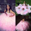 Sweetheart Pink Ball Gown Wedding Dresses 2017 Beaded Soft Tulle Ruffles Bridal Gowns Custom Made Lace Up Garden Wedding Dresses