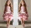 Mini Flower Girls Dresses Ball Gowns Jewel Sleeveless Pageant Gowns Tiered Ruffle With Applique Cusrom Made Knee-Length Formal Party Gowns