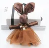 Mode koreanska överdrivna bowknot halsband tyg docka kanin lång tröja halsband charms kvinnor halsband smycken