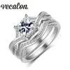 Vecalon Brand 2016 Ny Princess Cut 2CT CZ Simulerad diamant 10kt Vitguld Fylld Engagemang Bröllopsring för kvinnor
