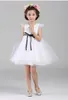 2016 New Arrival Branco Tule Bonita Flor Menina Vestidos apliques Bebê Menina Infantil Vestido Frete Grátis