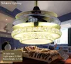Ventilatori da soffitto a luce di cristallo invisibile all'ingrosso con moderno lampadario a LED circolare con telecomando per interni