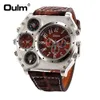 Oulm 1349 Men's Dual Movement Sports military Watch with Compass & Thermometer decoration black dial big size 5.8cm diameter Relogio