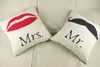 Amant taie d'oreiller Mr et mme lèvre moustache dos taie d'oreiller chaise taille taie d'oreiller décor à la maison canapé canapé housse de coussin