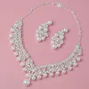 2017 Lyxigt brudtillbehör Pearl Crystal Halsband Örhängen Tillbehör Bröllop Smycken Billiga Mode Style Hot Sale från Kina Billiga