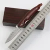 Damascus EDC Pocket Folding Knife Natural Red Ebony Handle Outdoor Survival Knives Xmas Gift