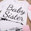 Noworodek Dziewczynek Ubrania Bawełniane Stroje Dla Dzieci Sister Letter Romper + Strzałki Spodnie + Hairband + Hat 4 SZTUK Baby Girls Ubrania Zestaw Outfit Infant