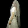 White Ivory Champagne Two Layer Wedding Veil Fingertip Length Bridal Veil Ribbon Edge 178