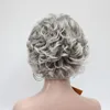 Livraison gratuite charmante belle mode nouvelle gris clair et racine foncée cheveux synthétiques courts pleine perruque de femmes pour tous les jours