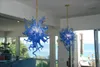 Lâmpadas modernas azul colorido cristal chandeliers villa feitos sob encomenda estilo candelabro decoração do hotel lâmpada pingente de vidro soprado