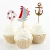 cake toppers paper ocean style cards banner for fruit Cupcake Wrapper Baking Cup birthday tea party wedding decoration baby shower