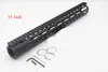 Zwart geanodiseerd 7,9,10,12,13.5,15 '' inch handguard rail gratis vlotter sleutel Mod quad rail mount-systeem met stalen vat moer