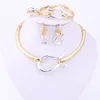 Fashion Jewelry Sets For Women Gold Plated Choker Necklace Earrings Bracelets Ring Wedding Set Party Accessories