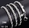 925 Sterling Silver Halsband Kedjor 2MM 16-30 tum Ganska söt Mode Charm Rep Chain Halsband Smycken Fabrik Partihandel