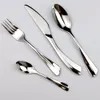 Jankng 4pcs / parti lyx bestick set sliver rostfritt stål polering middagsredskap sätta gaffelkniv sked Bästa familjen middag uppsättning bestick set