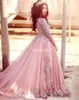 Ball Gown Long Sleeves Prom Dresses Princess Muslim Evening Party Gowns With Beads Red Carpet Runway Dresses Custom Made