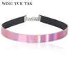 Chic Naszyjniki Fluorescencyjne Rainbow Luminous PU Leather Choker Naszyjnik Dla Kobiet Moda Biżuteria Bisuteria Hurtownie Walentynki