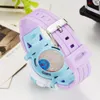 2017 Nouveau OHSEN Marque Numérique LCD Enfants Enfants Sport Montres Bracelet En Caoutchouc Violet Chronographe Alarme Date Bande Dessinée Filles Watche293A