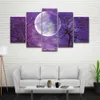 Pintura em tela com 5 painéis, lua, roxo, paisagem, impressões, imagem modular, arte de pôster para parede, decoração de casa, sala de estar, quarto 188l