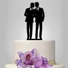 All'ingrosso-Acrilico Glitter Oro / Argento GAY Uomini Coppia Cake Topper Torta nuziale Topper Cake Toppers Forniture per decorazioni per feste