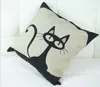 1 x Vintage Cushion Case Cat Kitty Composite Linen Throw Pillow Cover 42x42cm