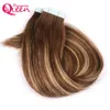 #4/27/4 Color Tape In Human Hair Extensions Brazilian Virgin Human Straight Hair 50g 20pcs/Set Skin Weft Virgin Hair Weave Flat Tip