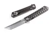 High End Survival Styl Folding Nóż D2 Stal 60HRC Tanto Point Blades TC4 Tytanowy uchwyt Noże z pudełkiem