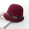 8 Colors Spring Winter Lady Top Hats Fashion Women Bucket Hats Felt Trilby Hat Female Stingy Brim Hats GH-39