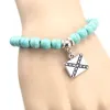 Nueva llegada 8mm Turquoise Bead Hamsa Hand Charm Bracelets Turquía Religiones étnicas Joyería Mujeres EE.UU. Yoga