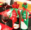 2016 NEW Embroidery Santa Claus Snowman Red Green Wine Bottle Cover Ornament For New Year Christmas Decoration Supplies Gift bag TOP1401ZX2