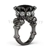 Vecalon Antique crâne bijoux 3ct noir Cz diamant bague de mariage ensemble pour femmes 14KT or noir rempli femme bague