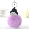 Haute qualité dessin animé bonhomme de neige boule de cheveux porte-clés accessoires créatifs sac pendentif en cuir PU KR363 porte-clés mélanger l'ordre 20 pièces beaucoup