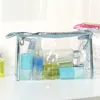 Temizle Şeffaf Plastik PVC Seyahat Kozmetik Makyaj Tuvalet Çanta Fermuarlı kozmetik çantası