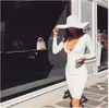 Sexy Deep V Neck Casual Party Dress Fashion Fashion Hot Long Sleeve Betage Sexy White Club Night Wear bodycon jurk voor