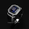 Gratis verzending Groothandel Ring Hoge QuLiry Solitarie Blue Sapphire 925 Sterling Zilver Gesimuleerde Diamant Bruiloft Mannen Ring Gift Maat 8-13