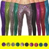 Taille haute femmes écailles de poisson pantalon court brillant maigre sirène Leggings Stretch imprimé pantalon OOA3221