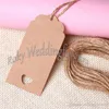 Gratis verzending! 100PS Bruin 9.5cm Rechthoek Kraft Tags met Twine Strings Gunst Gift Tags Wedding Party Favors Supply Gift Cards