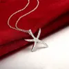 Hot Starfish Pendant Necklace  zircon 925 sterling silver fashion jewelry woman beautiful birthday gift top quality free shipping