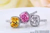 Vecalon 2016 Brand Fashion roze saffier Cz diamanten ring 925 Sterling Zilver Engagement Wedding Band Ring voor Vrouwen gift